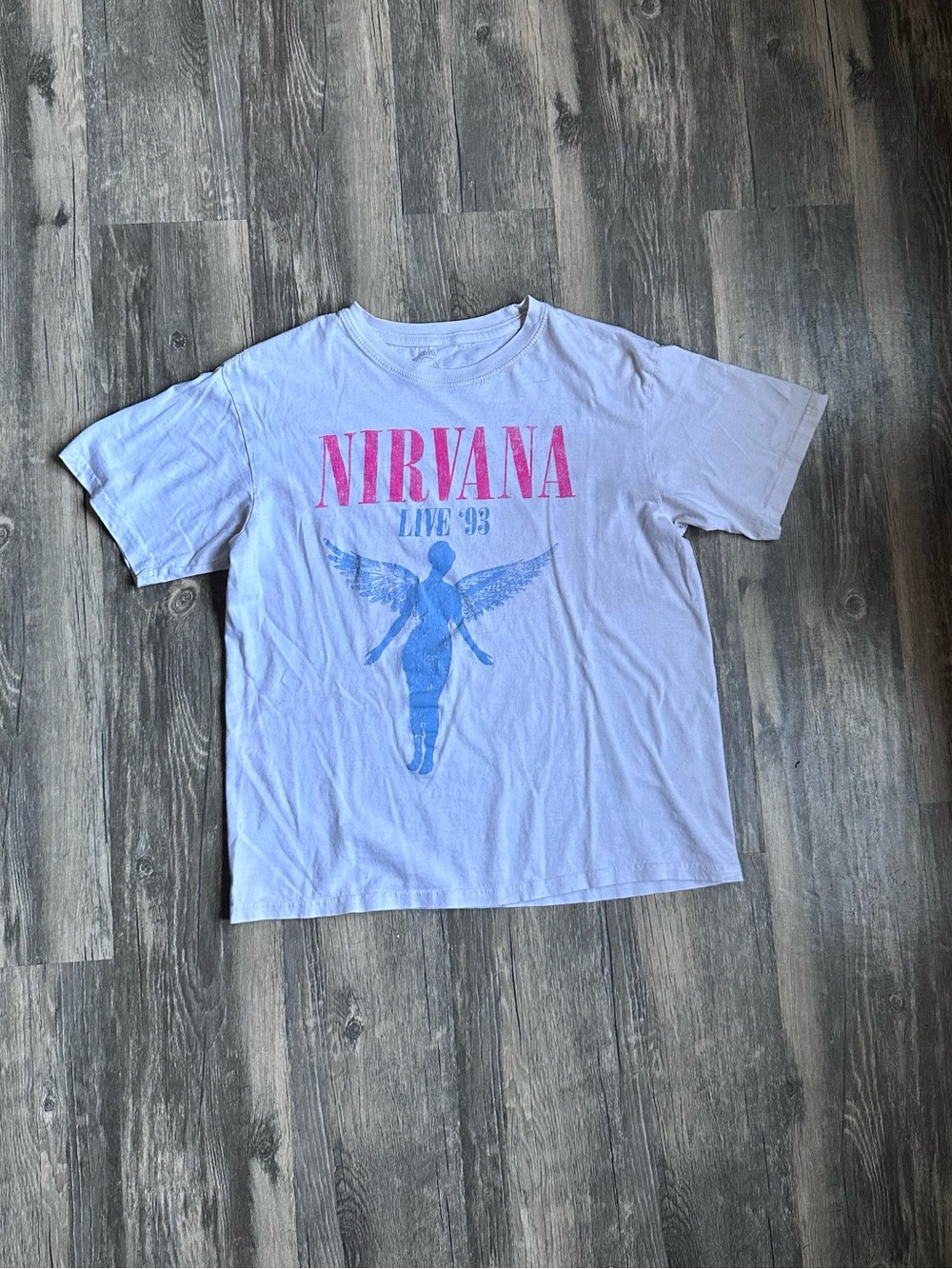 Nirvana Live 93 in Utero Angel White Graphic Tee Size S Grunge Band Tee
